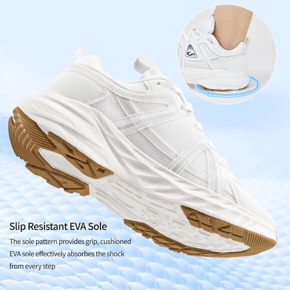 Women's Beige White Running Workout Sports Training Athletic Sneakers Shoes - Picture 5 of 7